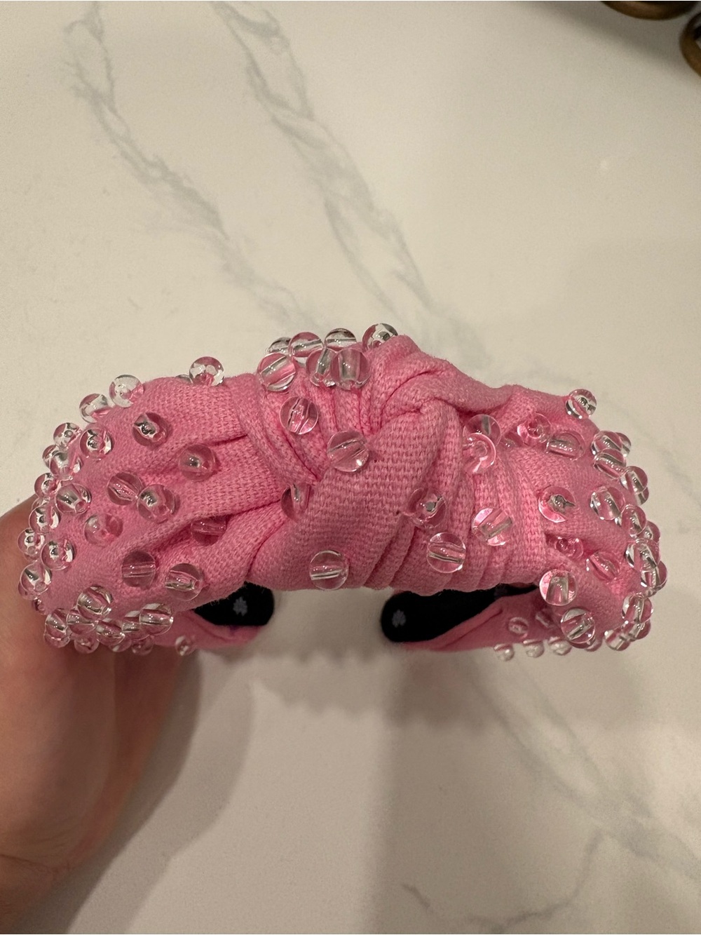 Lele Sadoughi Pink Beaded Padded Headband